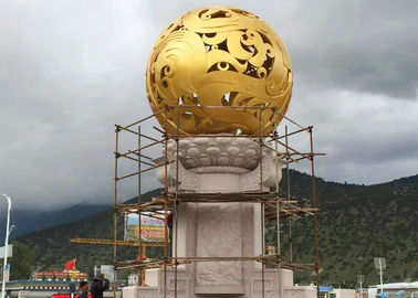 Harga yang bagus Patung Sphere Logam Besar yang Menakjubkan, Patung Taman Stainless Steel on line