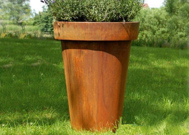 Harga yang bagus Modern Berkobar Kolom Corten Steel Planter Pot Bunga Untuk Dekorasi Hotel on line
