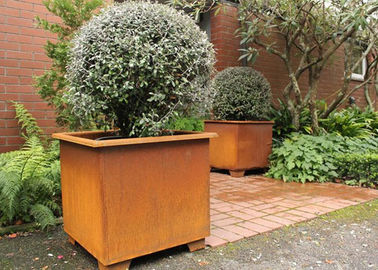 Harga yang bagus Pot bunga logam persegi bergaya modern / persegi logam pekebun taman Corten Steel on line