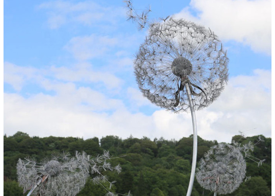 Customized Taman Publik Metal Art Stainless Steel Dandelion Sculpture untuk Outdoor
