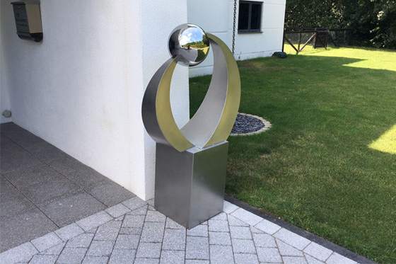 Harga yang bagus Taman Luar Ruang Sculpture bola stainless steel disikat akhir on line
