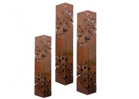Ukuran Custom Rusted Metal Art Taman Corten Lampu Baja