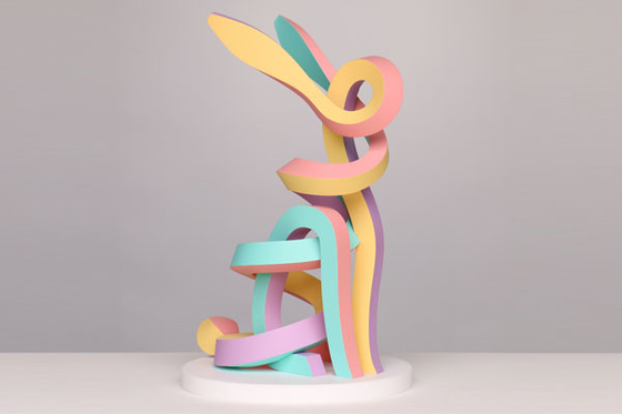 Outdoor Stainless Steel Rabbit Dog Sculpture Pelangi Dicat Finish