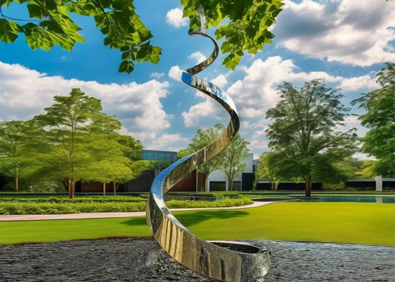 Kualitas tinggi stainless steel spiral patung dipoles taman air mancur patung logam kerajinan logam untuk dijual
