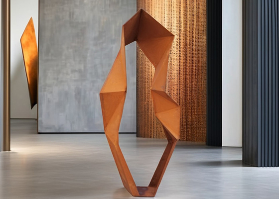Harga yang bagus Seni Metal Geometri Abstrak Kontemporer Patung Teknik Pengelasan Baja Corten Modern on line