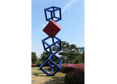 Harga yang bagus Cube Garden Besar Stainless Steel Patung Logam Luar Seni Patung on line