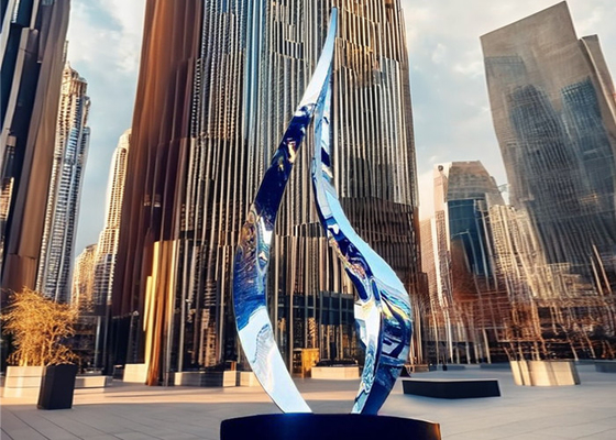 Custom Abstrak Seni Metal Outdoor Sculpture Stainless Steel Mirror Metal yang dipoles Kerajinan