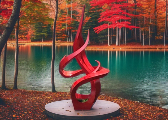 Modern Outdoor Stainless Steel Flame Sculpture Custom Besar Lukisan Seni Logam