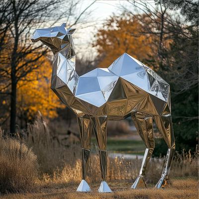 Harga yang bagus 3D Drawing Mirror Polished Geometry Sculpture Unta dari Baja Berkualitas on line