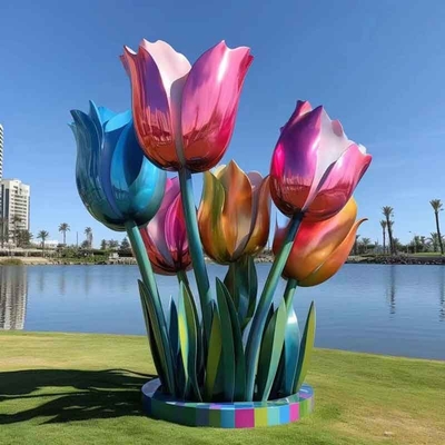 Harga yang bagus Giant Landmark Dekorasi Bunga Luar Ruangan Bud Stainless Steel Sculpture on line