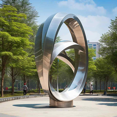 Harga yang bagus Modern Outdoor Mirrored Abstrak Sculpture Bud Stainless Steel on line
