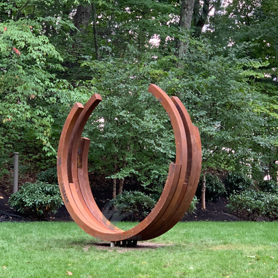 Dimensional Harmony 2.6m Semi-Circular Corten Sculpture Untuk Taman & Plaza