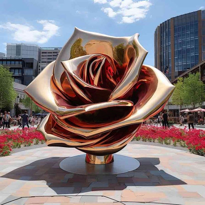Harga yang bagus Ide Hadiah Unik Elegant Stainless Steel Rose Sculpture Taman Seni Sculpture on line
