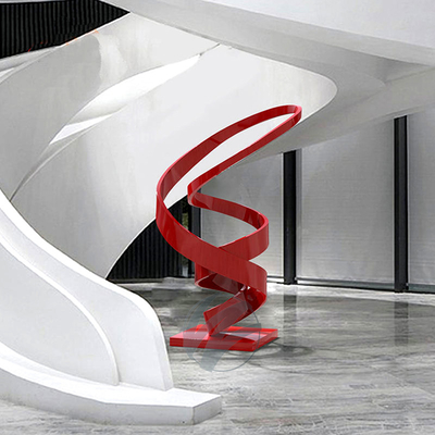 Patung Baja Tahan Karat Abstrak Lacquer Merah - Patung Seni Modern untuk Kantor, Hotel & Dekorasi Mewah