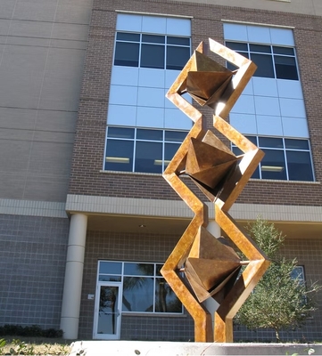 Dekorasi Karat Taman Luar Ruang Air Air Fountain Corten Sculpture Baja