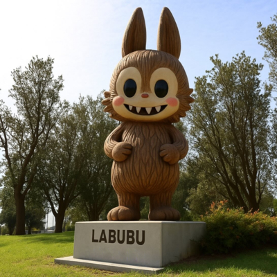 Harga yang bagus Dekorasi Taman Seni Mainan Serat Kaca Patung Labubu on line