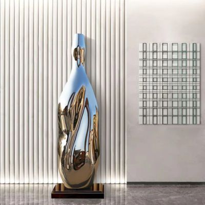 Harga yang bagus Large Size Mirror Polished Stainless Steel Bottle Sculpture For Decoration on line