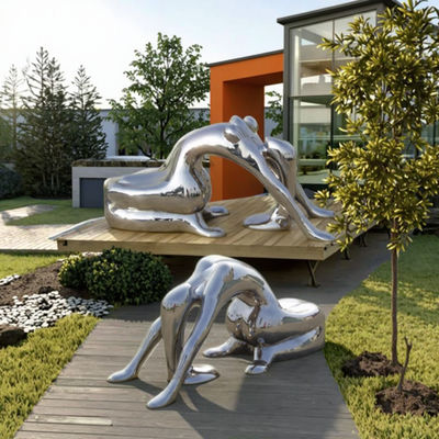 Harga yang bagus Patung Seni Wanita Cermin Stainless Steel Abstrak Figuratif Dekorasi Luar Ruangan Dalam Ruangan on line