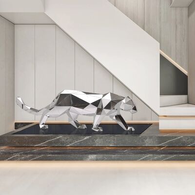 Harga yang bagus Modern Geometric Leopard Sculpture - Mirror Polished Stainless Steel Art Statue for Home & Office Decor on line