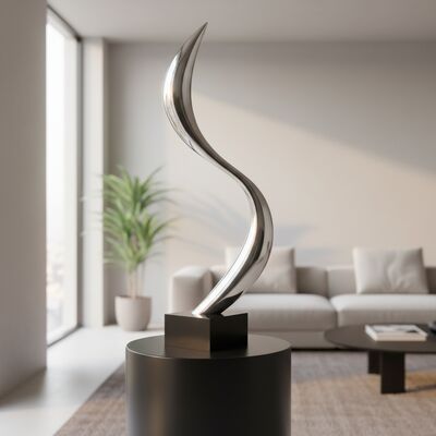 Harga yang bagus Patung Stainless Steel Abstrak Modern Dipoles Kustom Ornamen Seni Dalam Ruangan on line