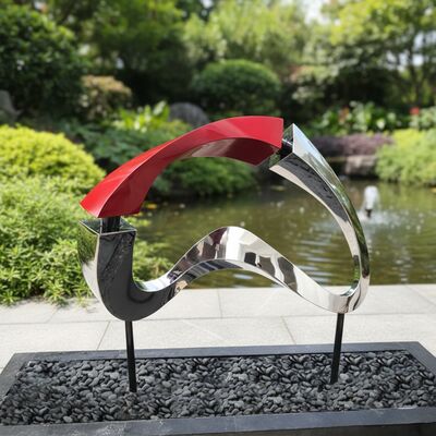 Custom Abstrak Metal Art Sculpture Baja tahan karat untuk Taman Modern & Landscape