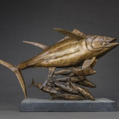 Harga yang bagus Dekorasi Seni Logam Hewan Perunggu Tembaga Patung Figuratif Ukuran Asli Patung Kustom Ikan on line