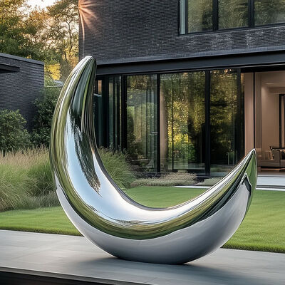 Harga yang bagus Dekorasi Taman Modern Stainless Steel Polished Moon Sculpture on line
