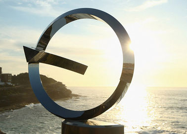 Mainstream Outdoor Metal Sculpture, Dekorasi Patung Lingkaran Stainless Steel
