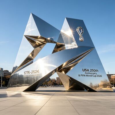 Harga yang bagus Patung Monumen Geometris Baja Tahan Karat Poles Cermin Kustom untuk Acara AS 2026 on line