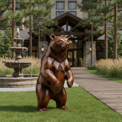 Harga yang bagus Custom Metal Casting Life Size Bronze Bear Sculpture Outdoor Garden Statue Seni Hewan Realistis untuk Villa Park Landscape Decor on line