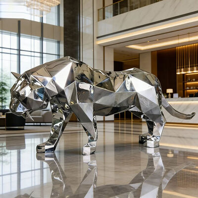 Harga yang bagus Geometri Cermin Sculpture Harimau Baja Berkualitas on line