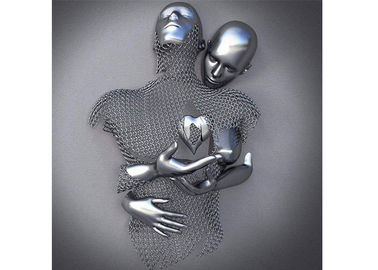 Harga yang bagus Stainless Steel Figuratif Cinta Ss Patung Desain Seni Dinding Kontemporer on line