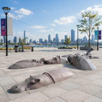 Harga yang bagus Custom Outdoor Life Size Hippo Statue Bronze Animal Sculpture untuk Taman Taman Kebun Binatang Dekorasi Metal Art Display Figure Landscape on line