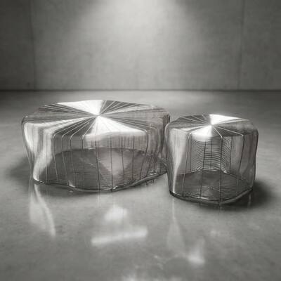 Modern Luxury Irregular stainless steel Wire Mesh Meja Kopi untuk Villa ruang tamu