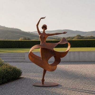 Harga yang bagus Ukuran Hidup Metal Wanita Menari Patung Corten Steel Taman Patung Luar Ruang Taman Kolam Renang Dekorasi Seni Tangan Figur Penari Modern On line