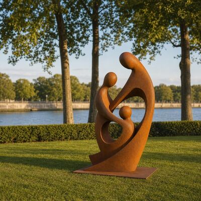 Harga yang bagus Patung Keluarga Logam Besar Corten Baja Abstrak Patung Taman Luar Ruangan Taman Kolam Renang Dekorasi Seni Figur Modern buatan tangan On line