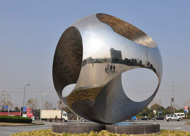 Ukuran Besar terbuka Sphere Patung Stainless Steel Untuk Bundaran Umum