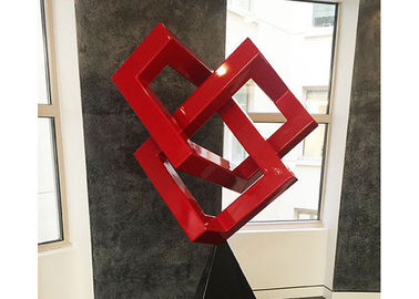 Harga yang bagus Patung logam merah dicat seni Modern patung geometris untuk dekorasi on line