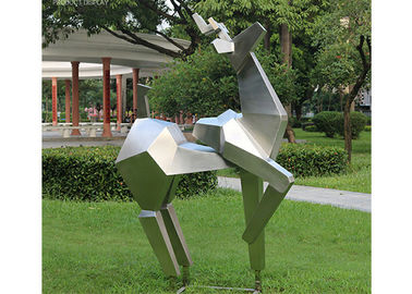 Harga yang bagus Patung hewan Stainless Steel Logam Patung Taman Abstrak Patung Rusa on line