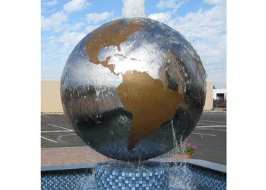 Harga yang bagus Globe Water Fountain Stainless Steel Patung Luar Ruangan Desain Seni Modern on line