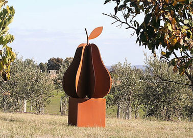 Harga yang bagus Menakjubkan Desain Taman Seni Rusty Corten Steel Patung Buah Pear Patung on line