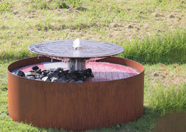 Air Terjun Bulat Cascade Corten Steel Fitur Air Mancur Untuk Taman
