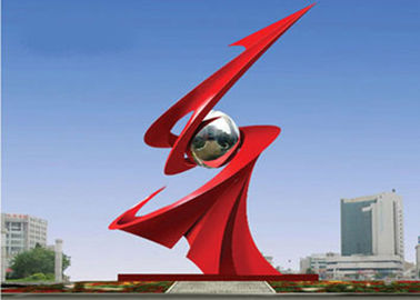 Harga yang bagus Patung Stainless Steel Monumental Merah Besar Dicat Untuk Dekorasi Luar Ruangan on line