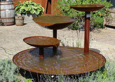 Cascading Outdoor Waterfall Corten Steel Fitur Air Mancur Untuk Taman