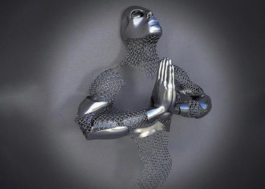Harga yang bagus Dekorasi rumah Figuratif 3d Wall Man Patung Seni Stainless Steel Matt Finish on line