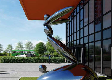 Harga yang bagus 2.3 m Wangstone Desain Cermin Besar Patung Stainless Steel Dipoles Dalam Stok on line