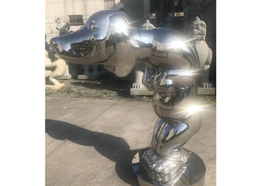 Harga yang bagus Dekorasi Patung Anjing Baja Logam, Patung Anjing Stainless Steel on line