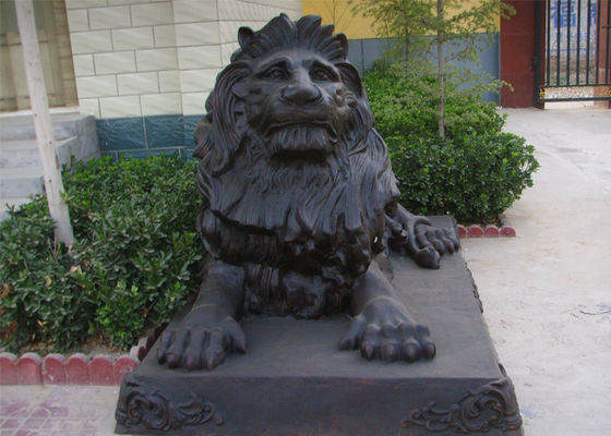 Harga yang bagus Kustom Cast Logam Antique Bronze Duduk Patung Singa untuk Outdoor on line