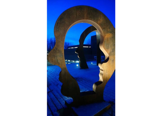 Harga yang bagus Patung Seni Wajah Taman Logam Corten Steel Besar untuk Luar Ruangan on line