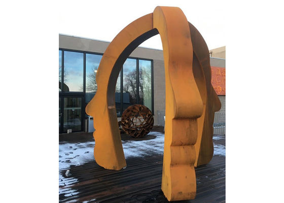 Patung Wajah Corten Steel Dekoratif Umum untuk Outdoor